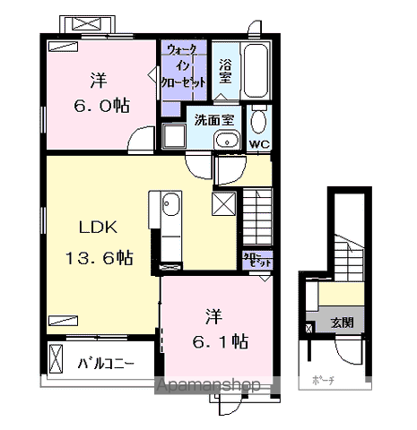 グランツコートKK Ⅳ(2LDK/2階)の間取り写真