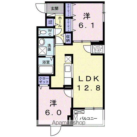 ラシーヌ 菊名 Ⅱ S(2LDK/4階)の間取り写真