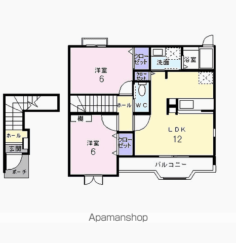 ドルチェⅡ A(2LDK/2階)の間取り写真