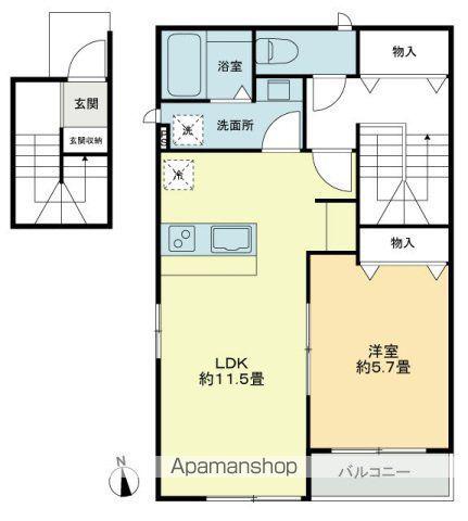 TMCマビック(1LDK/2階)の間取り写真