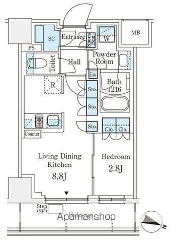 パークアクシス横浜阪東橋(1LDK/6階)の間取り写真