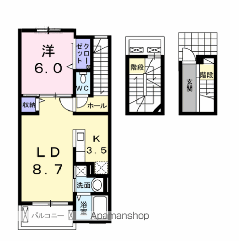 ジャン ノーブル I(1LDK/3階)の間取り写真