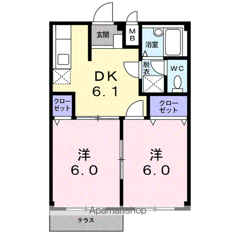 デパートメントアラキ(2DK/1階)の間取り写真