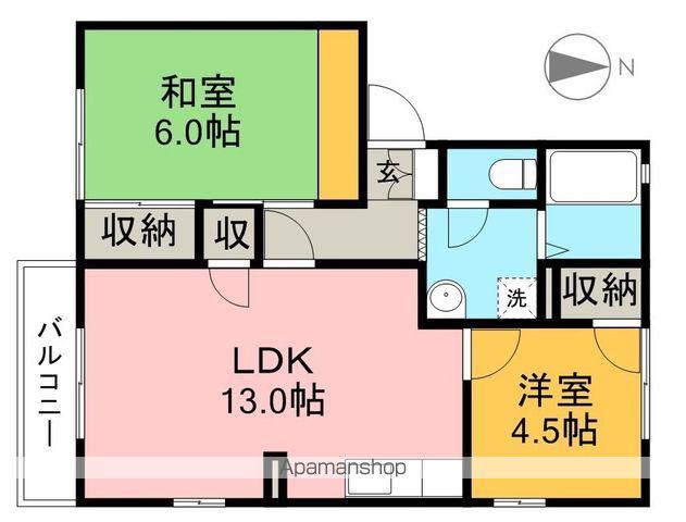 フジパレス高知 G棟(2LDK/2階)の間取り写真
