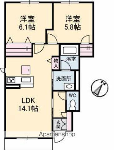 ビエリオコート下吉田(2LDK/1階)の間取り写真