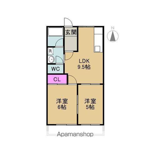 ヴィラJ1号館(2LDK/2階)の間取り写真