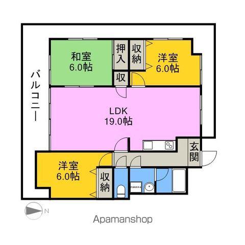おかたマンション(3LDK/2階)の間取り写真