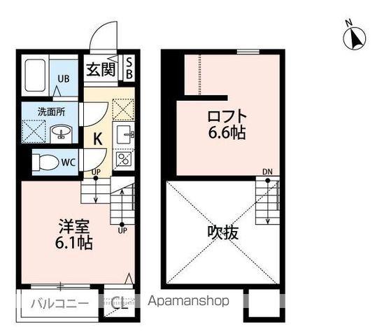 LE CIEL BLEU(ワンルーム/2階)の間取り写真