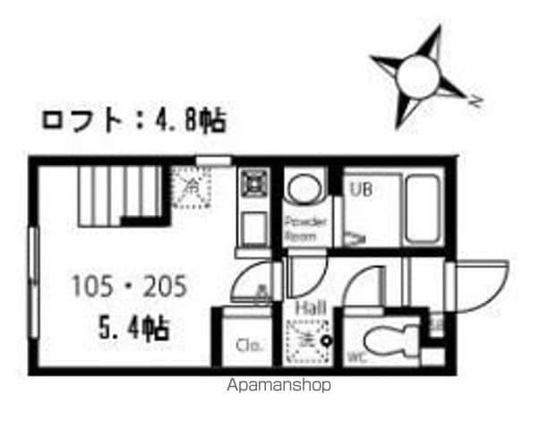 ハーミットクラブハウスキアーヴェ(ワンルーム/2階)の間取り写真