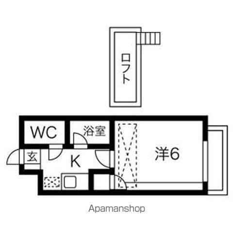 アップルハウス稲荷町(1K/2階)の間取り写真
