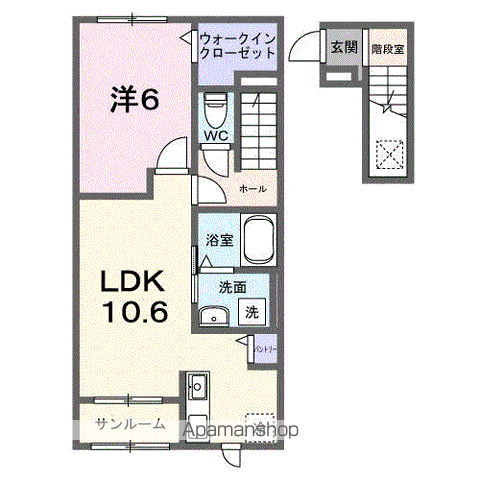 フレッサⅡ(1LDK/2階)の間取り写真