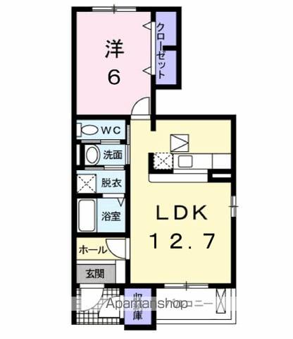 ツインタウン白石坂Ⅰ(1LDK/1階)の間取り写真