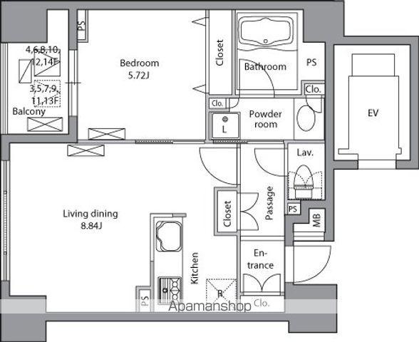レジディア神田岩本町(1LDK/2階)の間取り写真