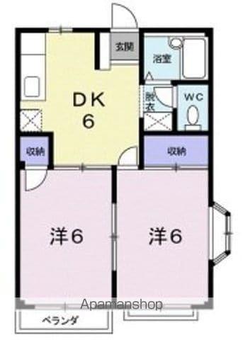 エルディム瀬戸B(2DK/1階)の間取り写真