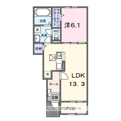 サニーヒルハウスⅡ(1LDK/1階)の間取り写真