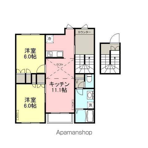 ベルリード・KOTAKE(2LDK/2階)の間取り写真