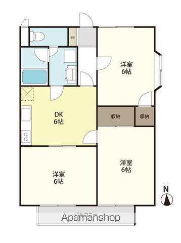 グランドマンション浅井Ⅱ(3DK/2階)の間取り写真