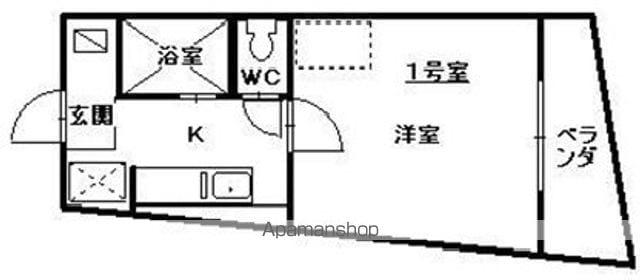 稲川うおとう(1K/2階)の間取り写真