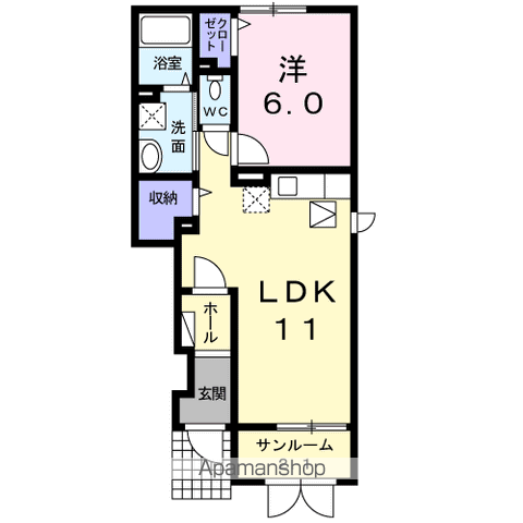 カーサ・ソレアード(1LDK/1階)の間取り写真