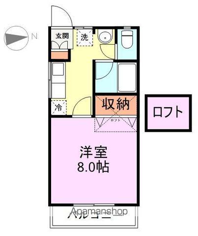 プラセール愛子(1K/2階)の間取り写真