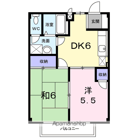 大糸線 柏矢町駅 徒歩4分 2階建 築28年(2DK/1階)の間取り写真