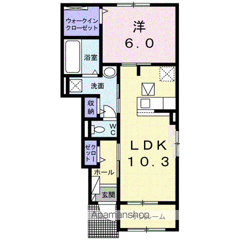 エクセレント スクエアC(1LDK/1階)の間取り写真