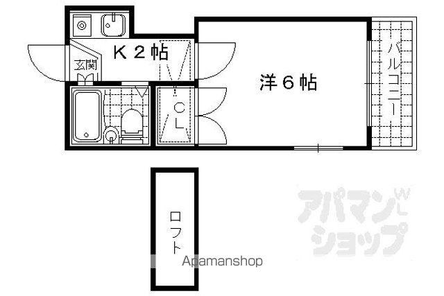 スネイル山科A(1K/2階)の間取り写真
