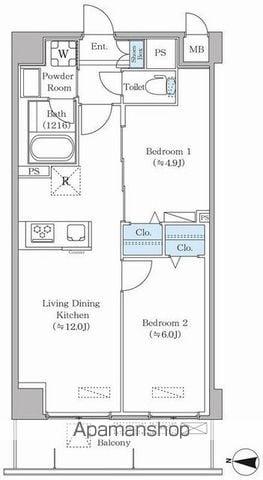 DAIWA GRACE MAISON 亀有(2LDK/5階)の間取り写真