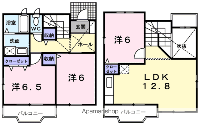 ユタカハイツ加賀田B棟(3LDK/1階)の間取り写真