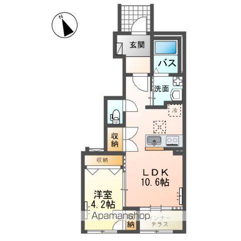 阿見町阿見アパート(1LDK/1階)の間取り写真