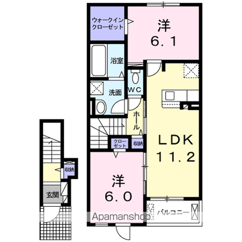 シオン Ⅲ(2LDK/2階)の間取り写真