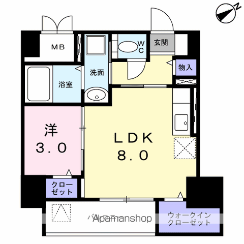 ラ・フュンフ(1LDK/3階)の間取り写真