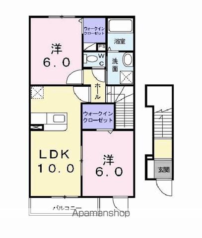 ローズヒルⅠ(2LDK/2階)の間取り写真