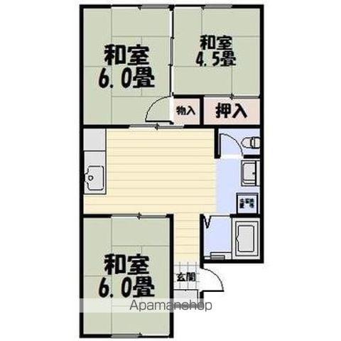 コーポ田原 B棟(3K/1階)の間取り写真