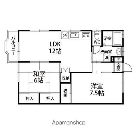 コーポトマト3(2LDK/1階)の間取り写真