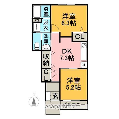 サンライズⅠ(2DK/1階)の間取り写真