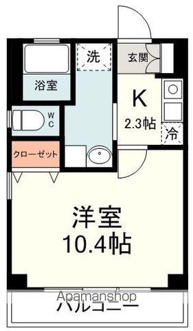 グリーン川辺(1K/4階)の間取り写真