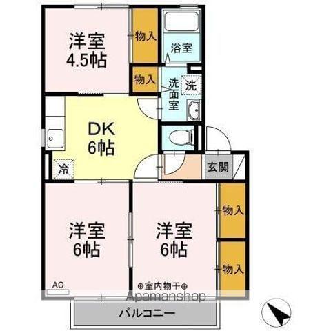 ハッピータウン(3DK/1階)の間取り写真