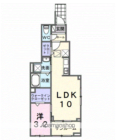 ホグワーツB(1LDK/1階)の間取り写真