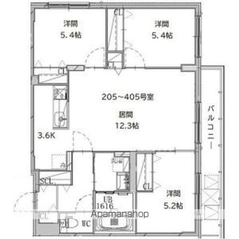 セントポーリアシュシュ(3LDK/4階)の間取り写真