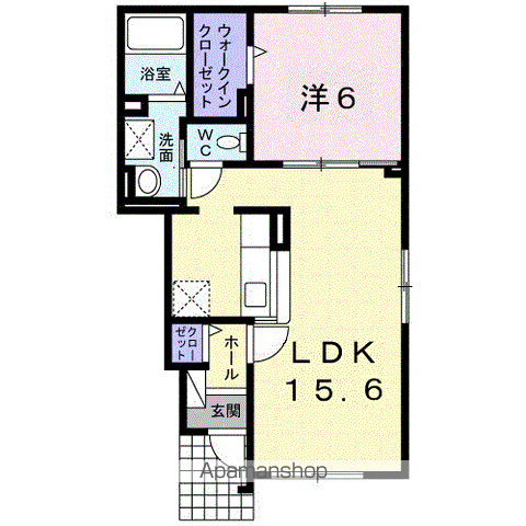 ロシェブランⅠ(1LDK/1階)の間取り写真