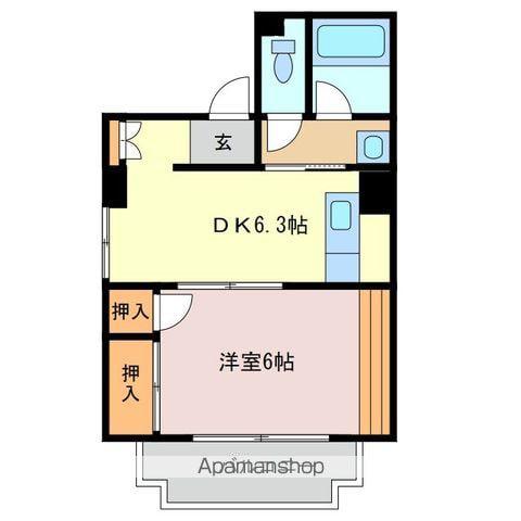 パステルクボ8(1DK/2階)の間取り写真