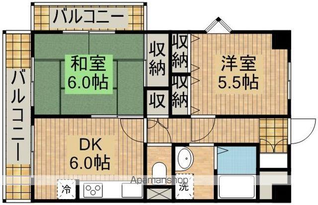 アミティ鵜頭坂(2DK/3階)の間取り写真