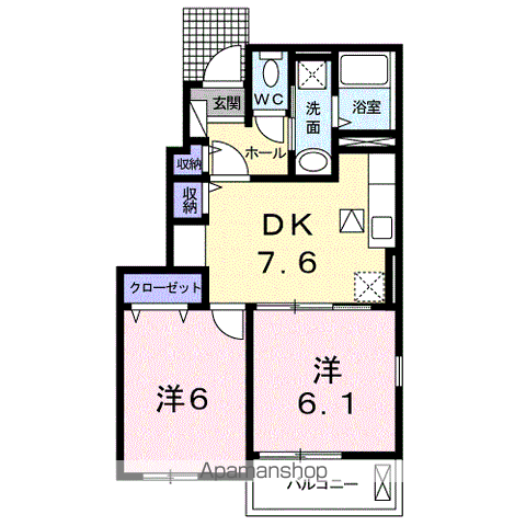 プランドールA(2DK/1階)の間取り写真