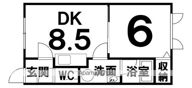 エステートINアース(1DK/2階)の間取り写真