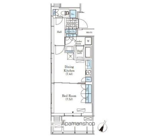 メルクマール京王笹塚レジデンス(1DK/15階)の間取り写真