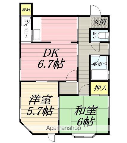 シャトウK・T(2DK/2階)の間取り写真