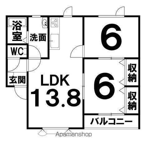 ランドスケイプ2(2LDK/2階)の間取り写真
