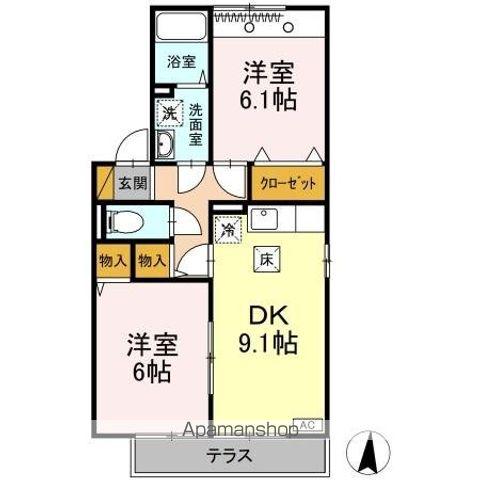 リシアンサス・ガーデン ABCDEF(2DK/1階)の間取り写真