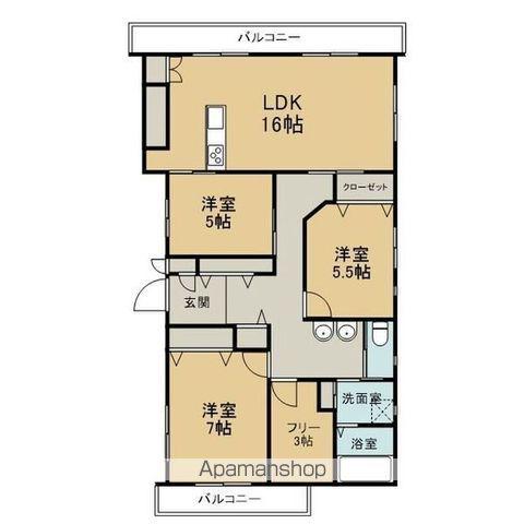 プラスビル(3SLDK/3階)の間取り写真